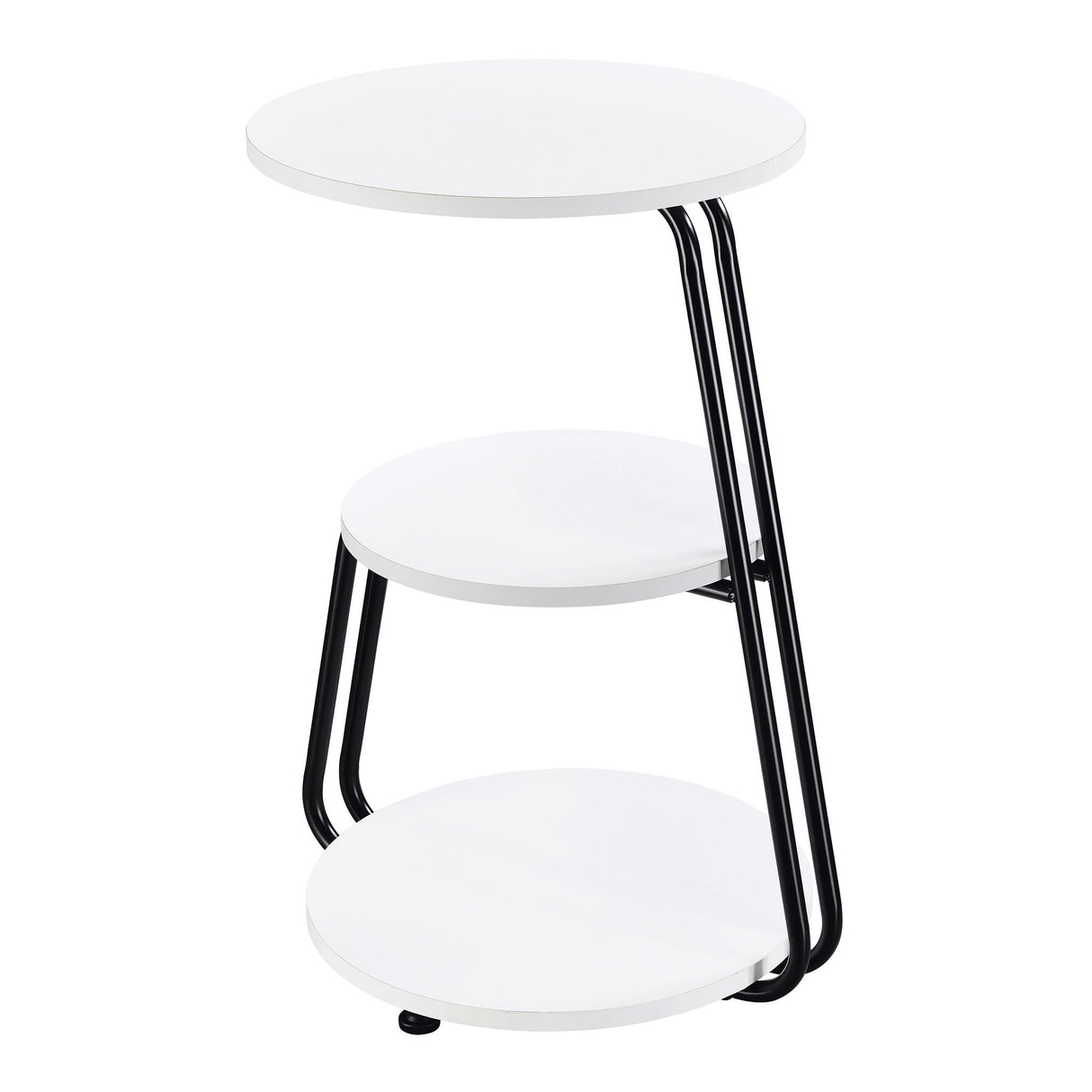 Dixon - 3 Tier Round Accent Side Table With Slim Legs - White / Black