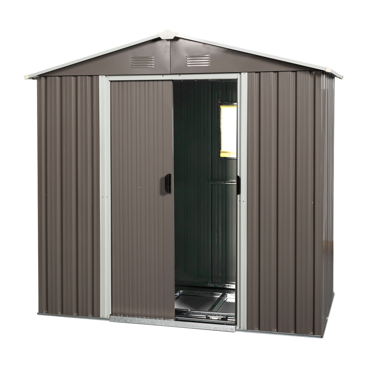 Outdoor Metal Storage Shed Garden Building Weather Resistant Steel 7.5x4ft