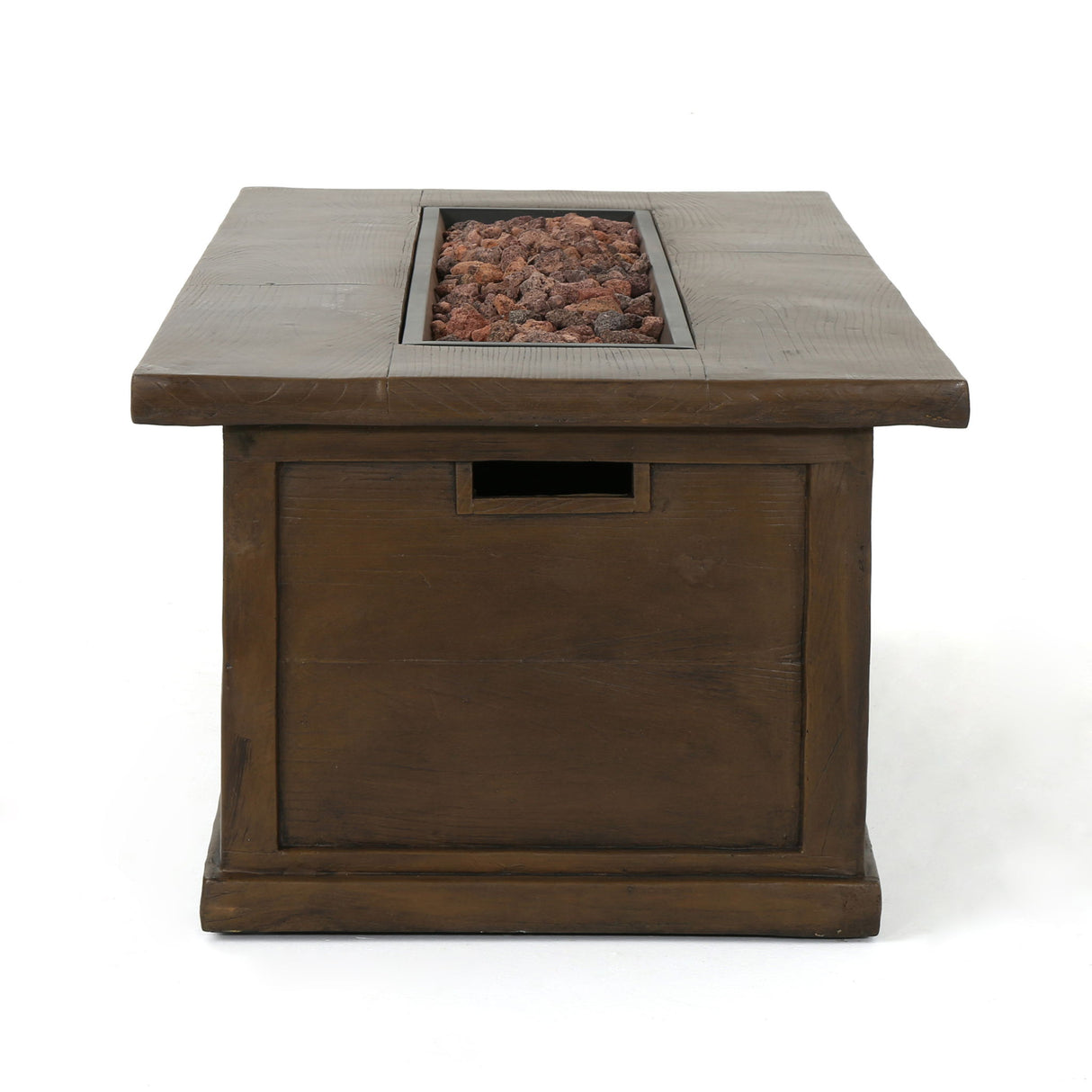 Transitional Rectangular Outdoor Propane Fire Pit Table 56x19in