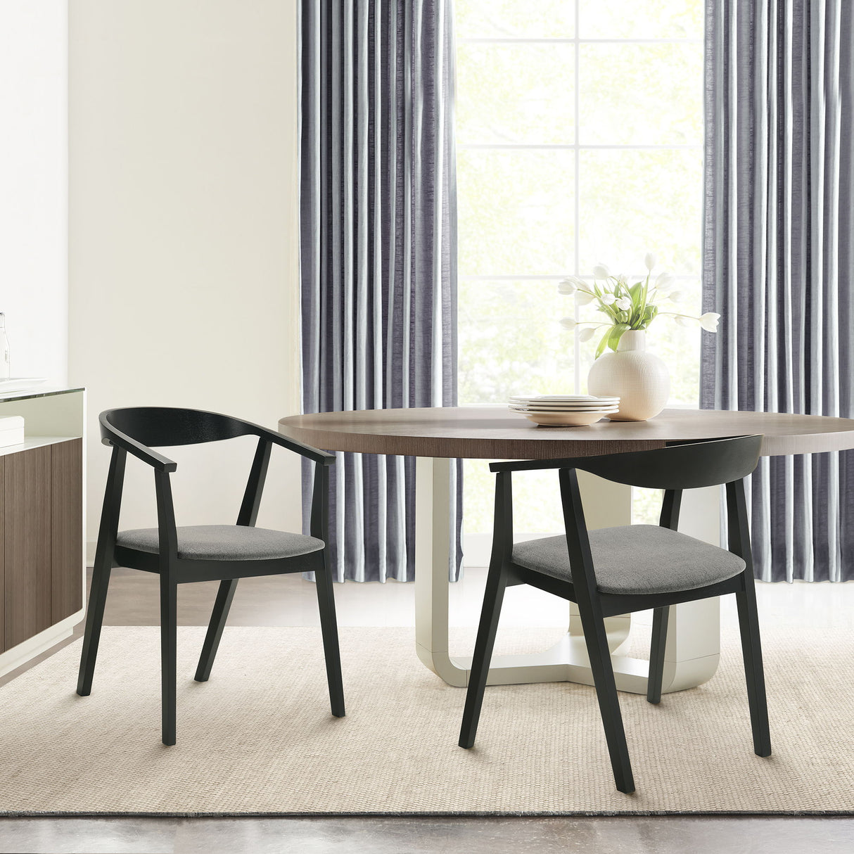 Santana - Wood Dining Chair With Black Frame