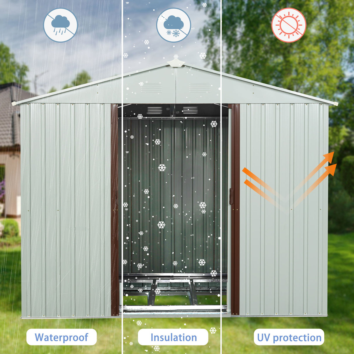 Outdoor Metal Storage Shed Garden Building Weather Resistant Steel 7.5x4ft