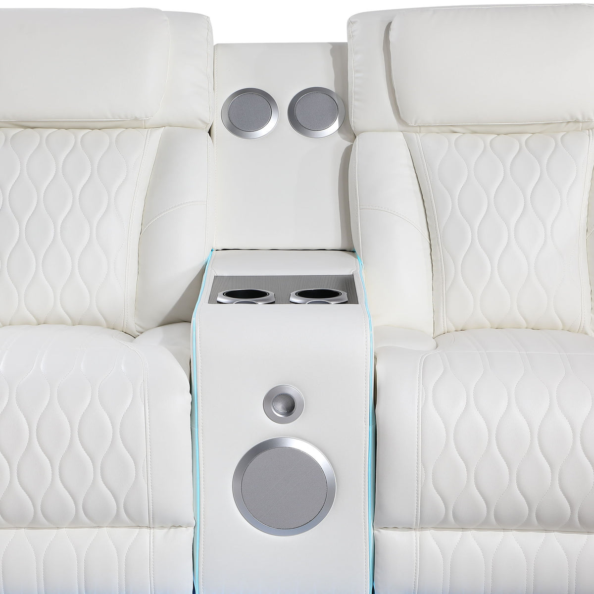 Electra - Power Recliner Sectional Sofa With Power Headrests, Console Loveseats, Wedge, LED Light Strip, Speakers