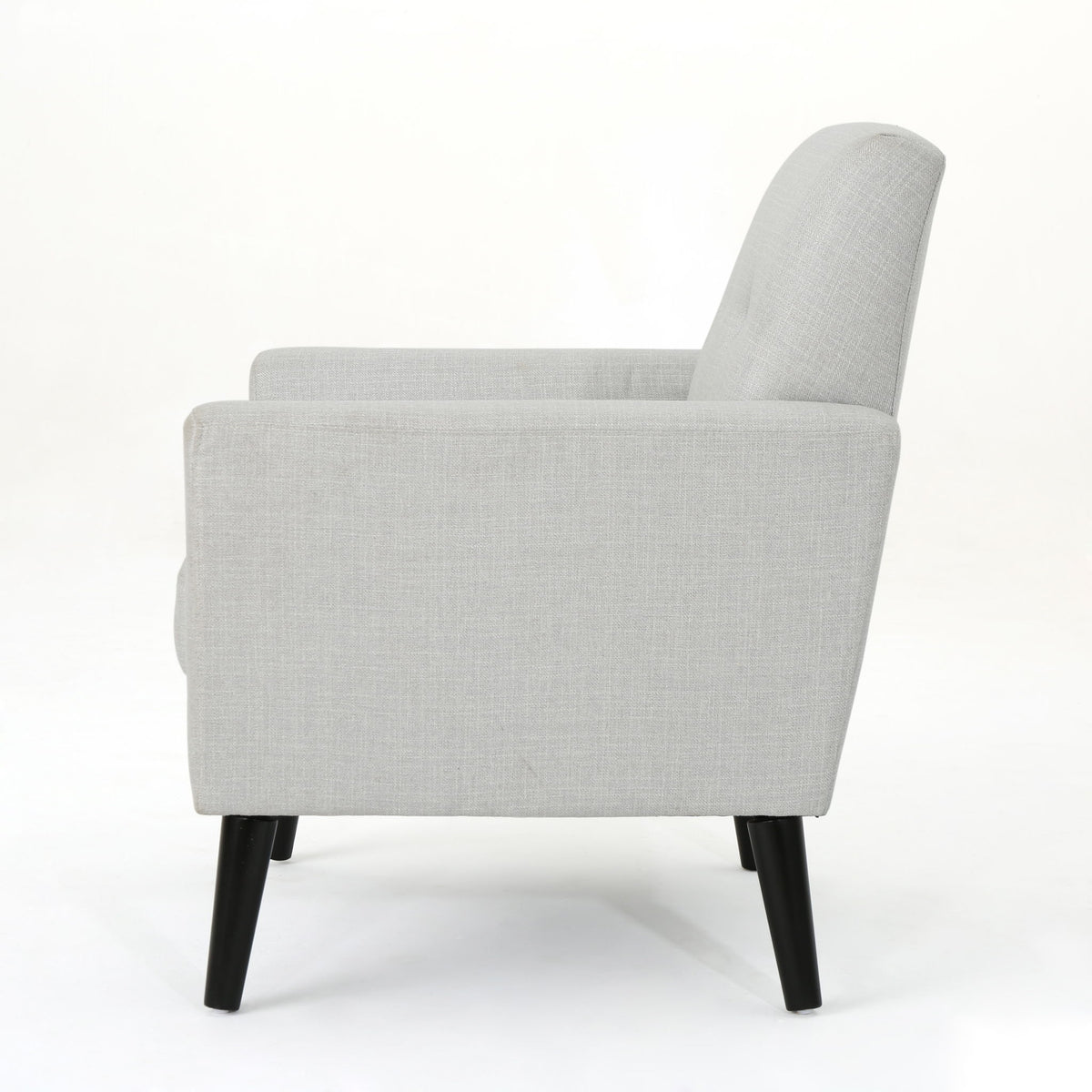 Radiantize - Upholstered Fabric Club Chair With Square-Off Back And Button Tufted - Light Gray