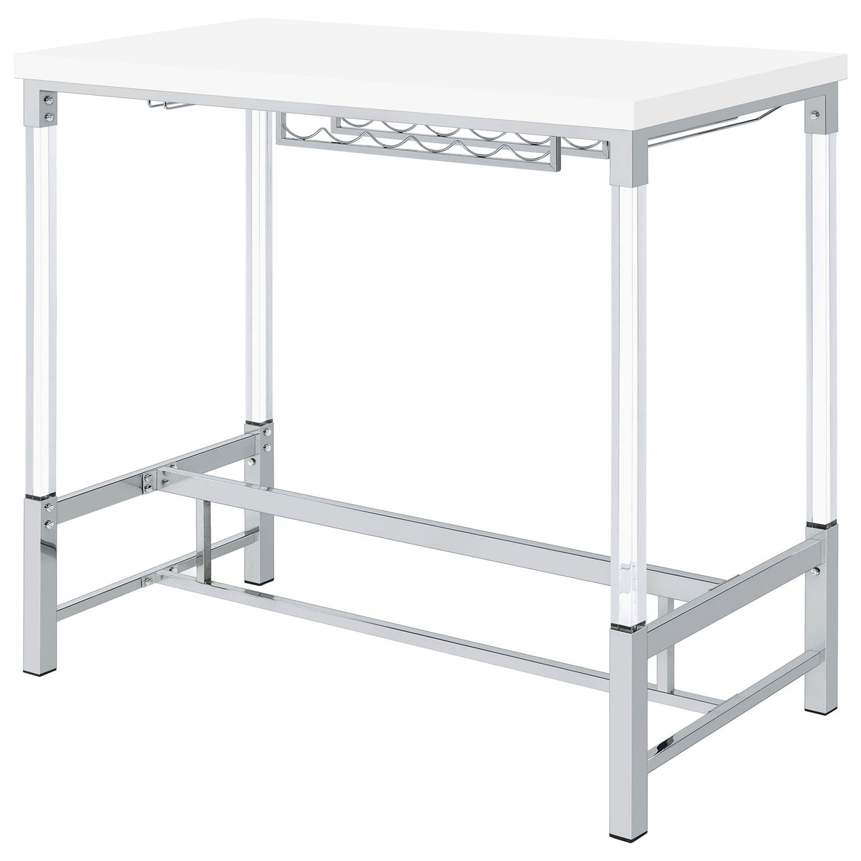 Tonneson - Bar Table With Trestle Base And Wine Storage - White