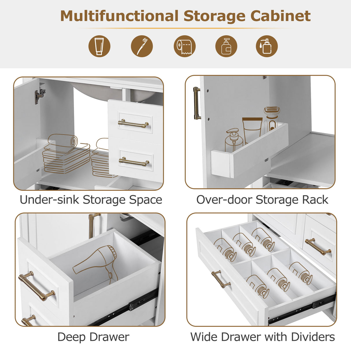Traditional Bathroom Vanity Set With Soft Close Doors