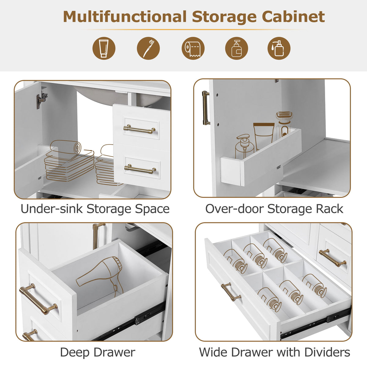 Traditional Bathroom Vanity Set With Soft Close Doors