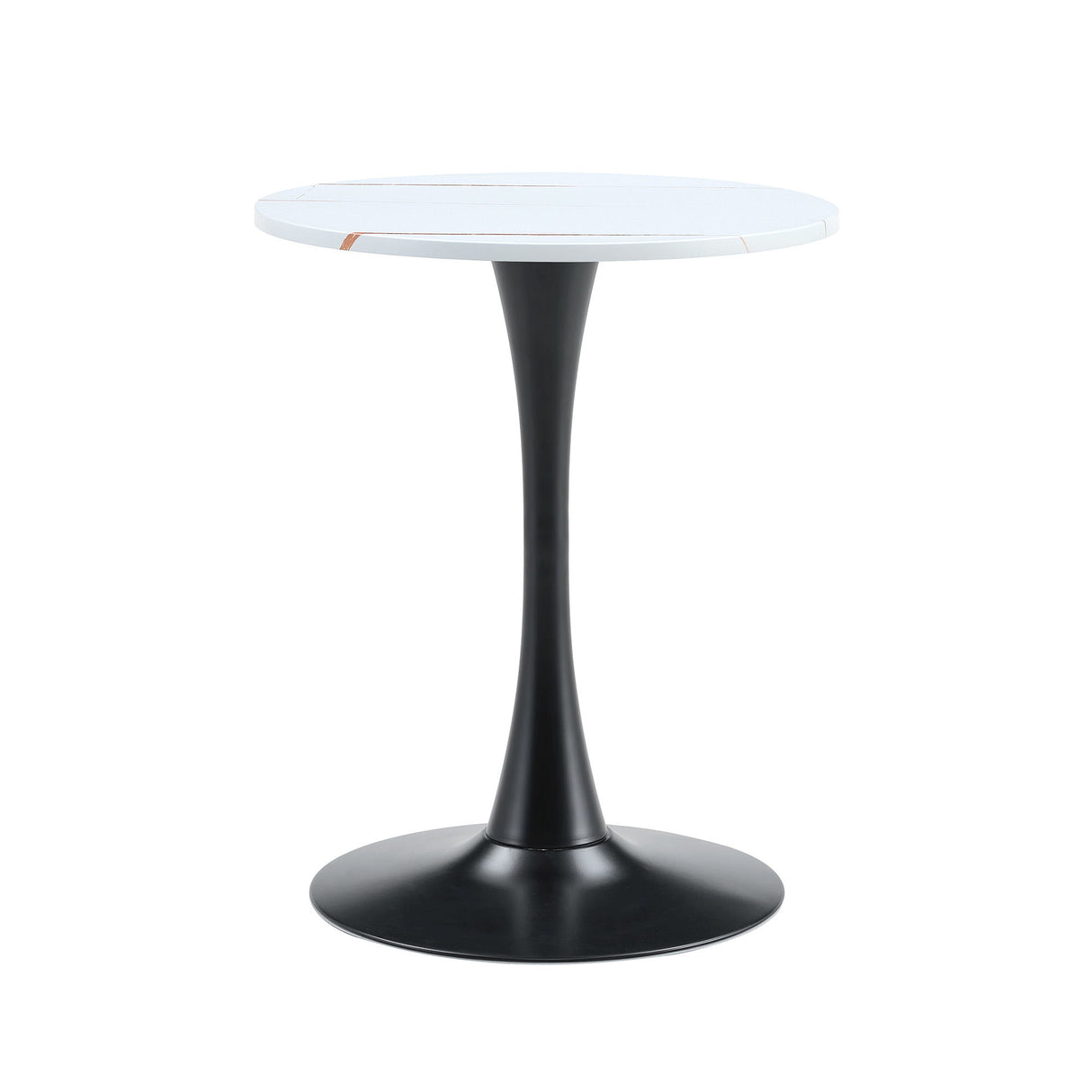 Round Dining Table With Thickened Engineered Wood Top And Metal Pedestal, 23.6" Diameter For Kitchen, Living Room, Small Spaces
