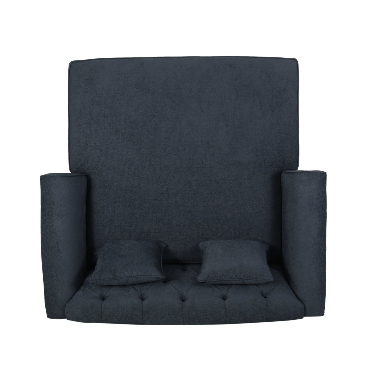 Upholstered Chaise Lounge & Scroll Arms, Turned Legs And 2 Pillows - Charcoal