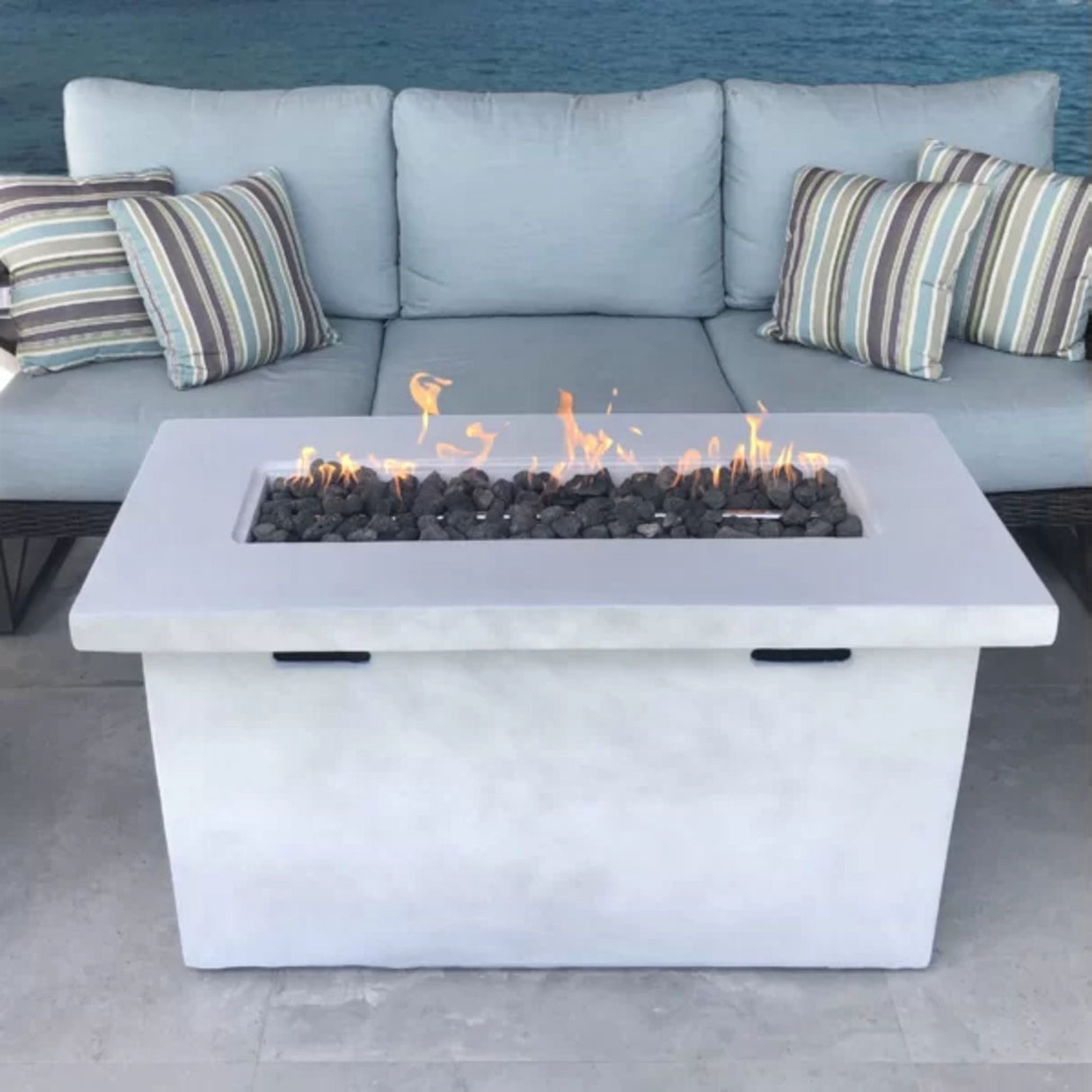 Propane Fire Pit Table Outdoor Patio Heater Reinforced Cement 42x25in