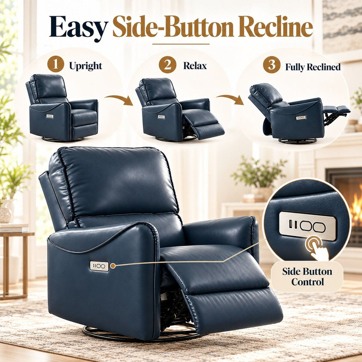 Electric Recliner Chair With Rocker And Swivel