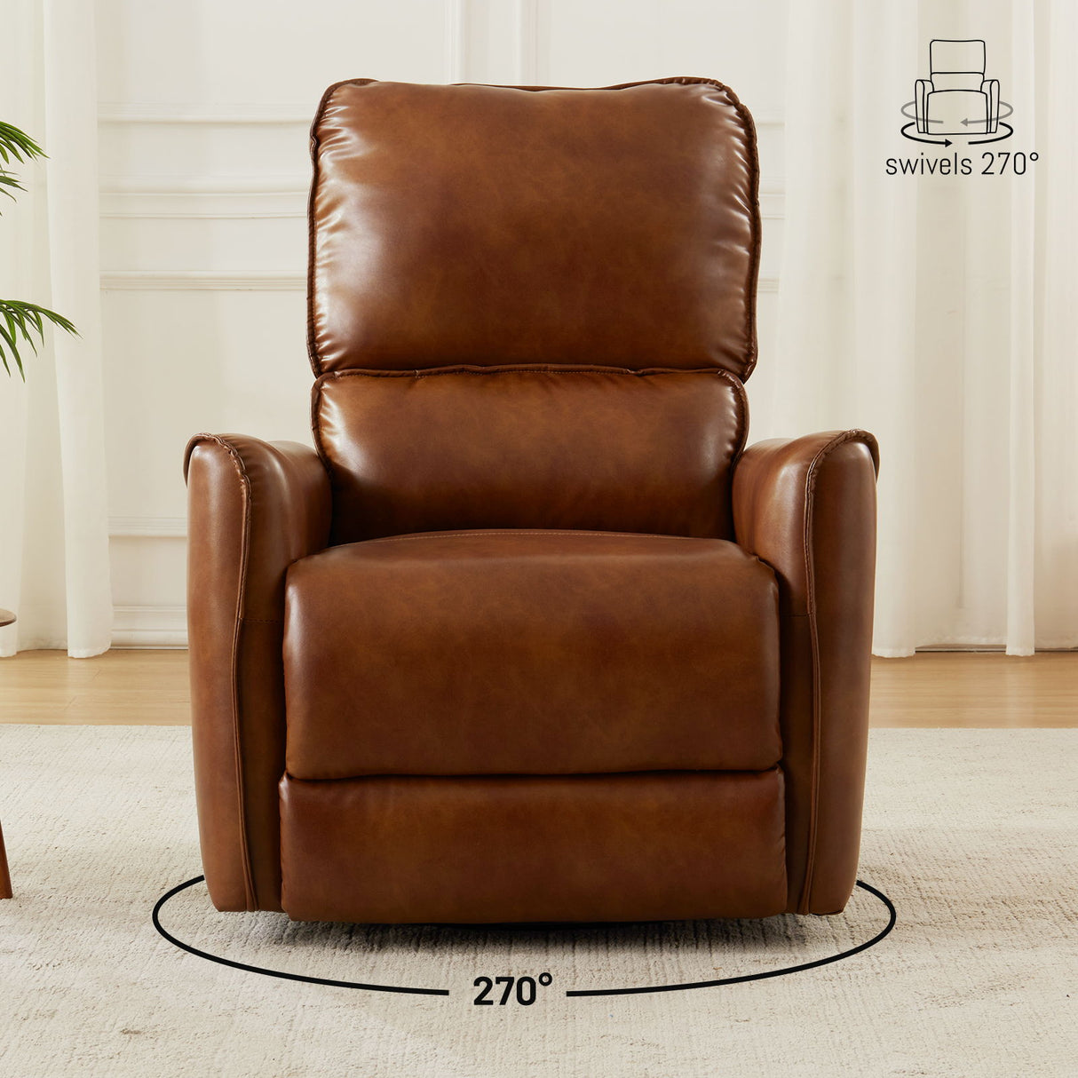 Electric Recliner Chair With Rocker And Swivel Function - Brown