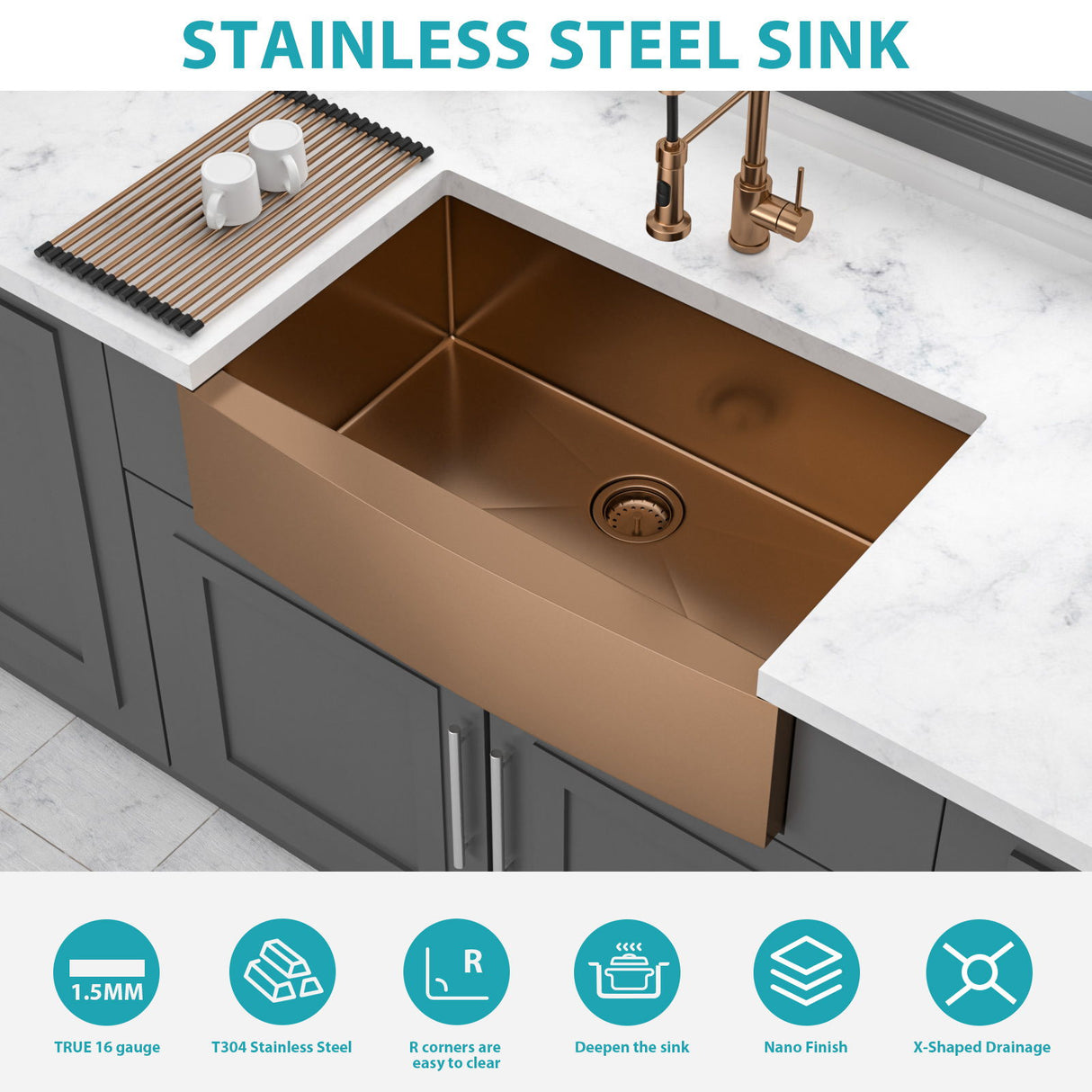 Farmhouse Kitchen Sink, Apron Front