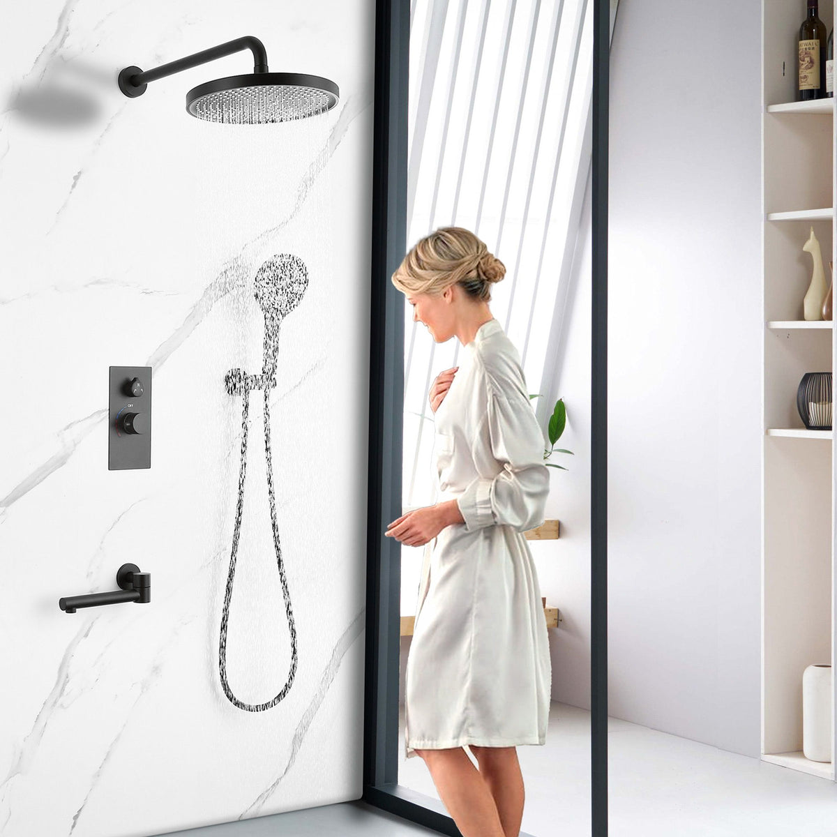 10" Shower System Set With Control Valve And Overhead Shower