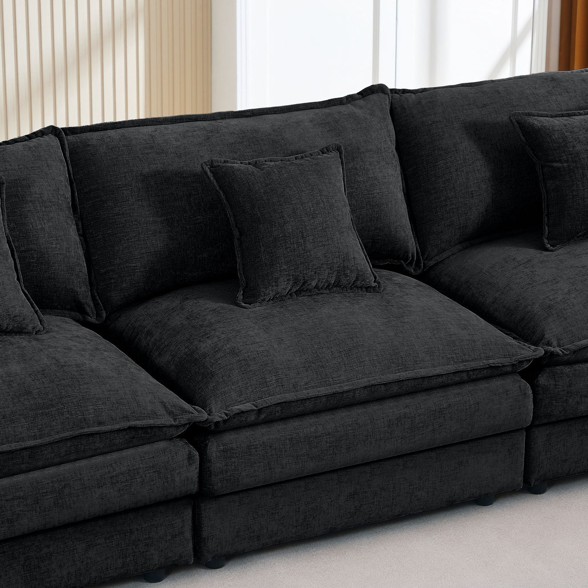 L Shaped Modular Sectional Sofa With Movable Ottoman, 3 Seater Comfortable Seating