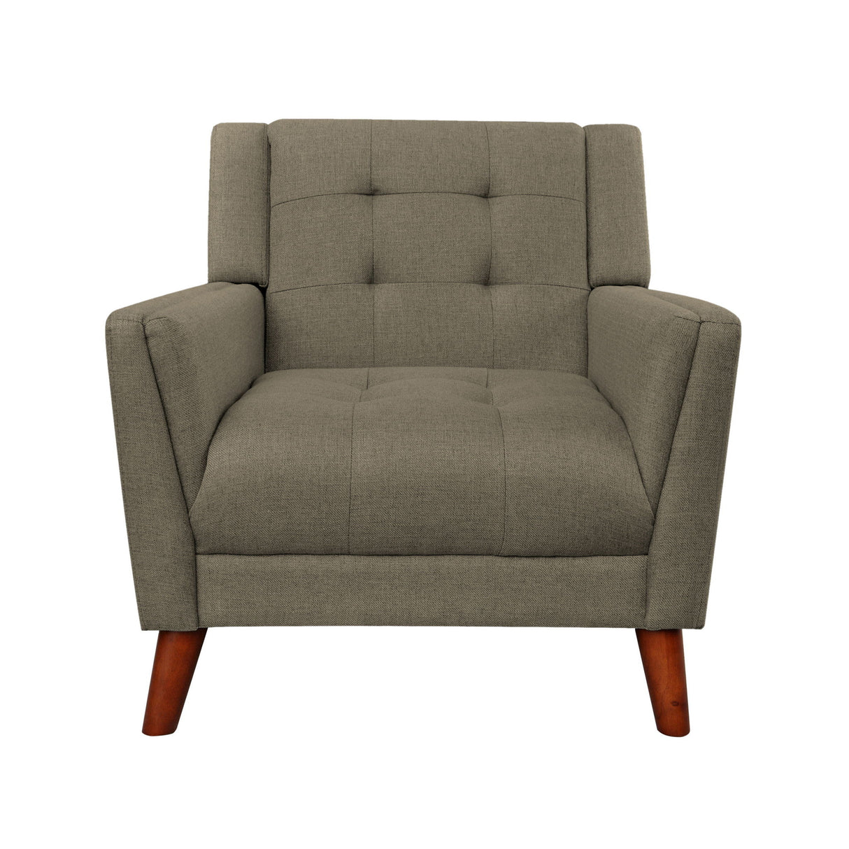 Upholstered Armchair With Button Tufting And Tapered Legs - Mocha