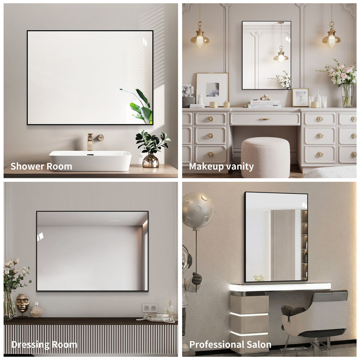 Framed Wall Mirror For Bathroom - Black