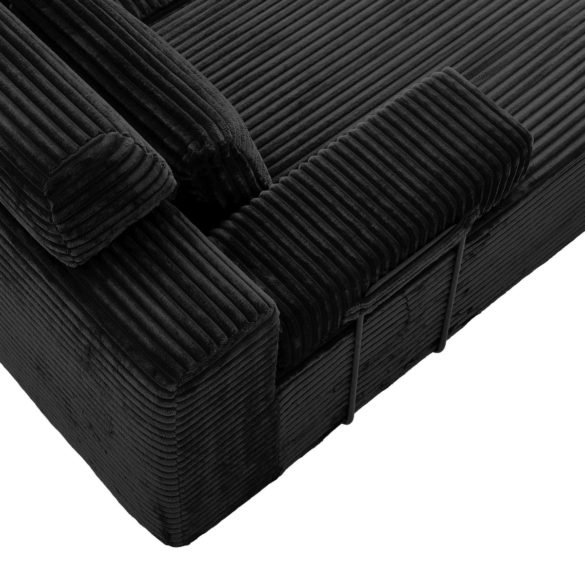 Sectional Sleeper Sofa & Storage Pockets, Modular Couch With Throw Pillows For Living Room