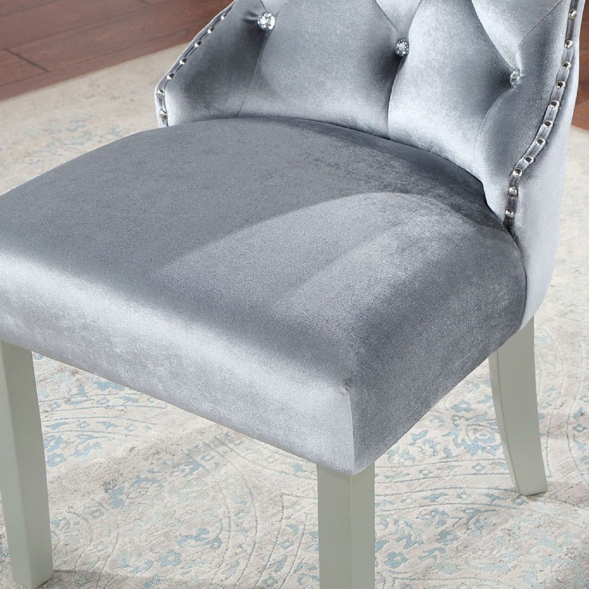 Upholstered Wingback Dining Chair (Set of 2) - Dark Gray / Silver