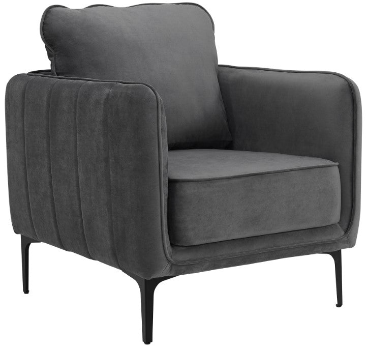 Elements Rae Grey Velvet Accent Chair - Living Room Furniture available at Alpine Outlets in Denver