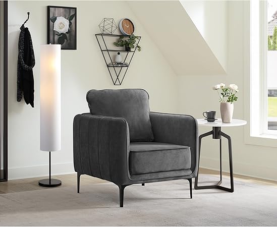Elements Rae Grey Velvet Accent Chair - Living Room Furniture available at Alpine Outlets in Denver