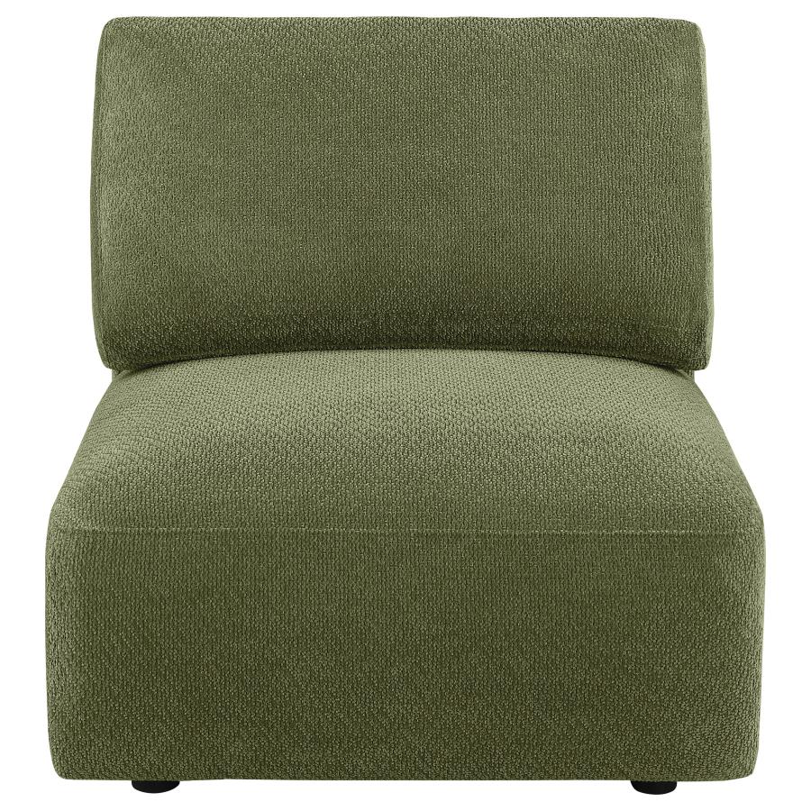 Elysia Chenille Upholstered Modular Armless Chair Green - 🟢 Armless Chairs available at Alpine Outlets in Denver