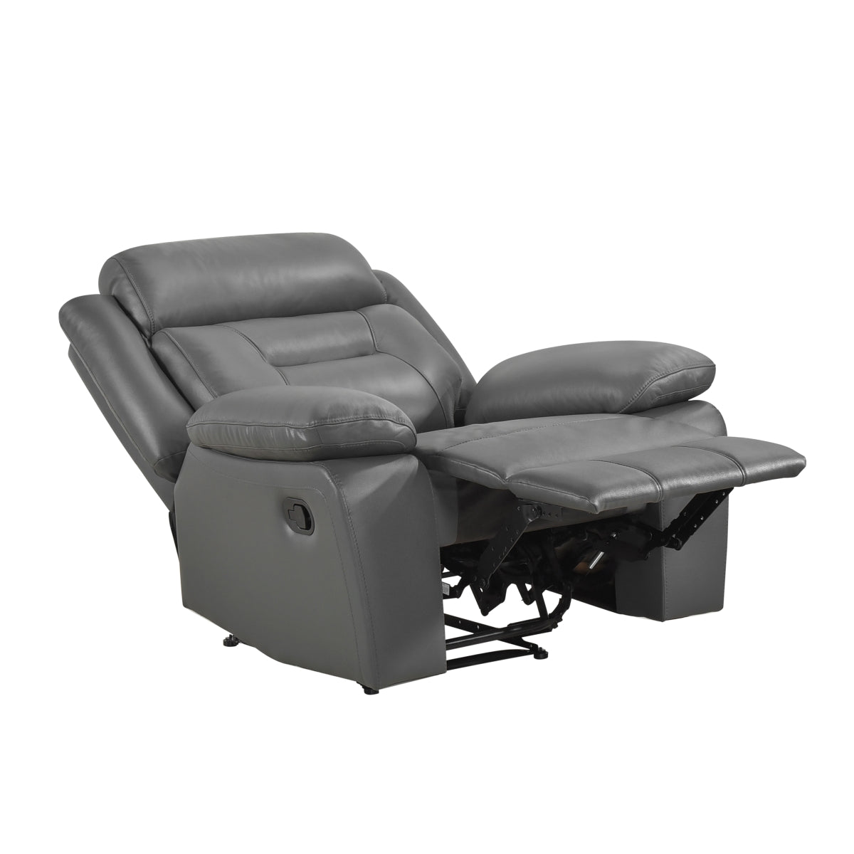 Emillia Dark Gray Leather Manual Recliner Chair – 40" W - Living Room Furniture - Alpine Outlets