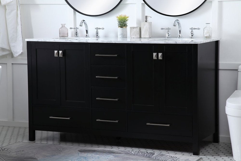 Erina 60 inch Double Bathroom Vanity in Black - 🟢 Bathroom Vanities available at Alpine Outlets in Denver