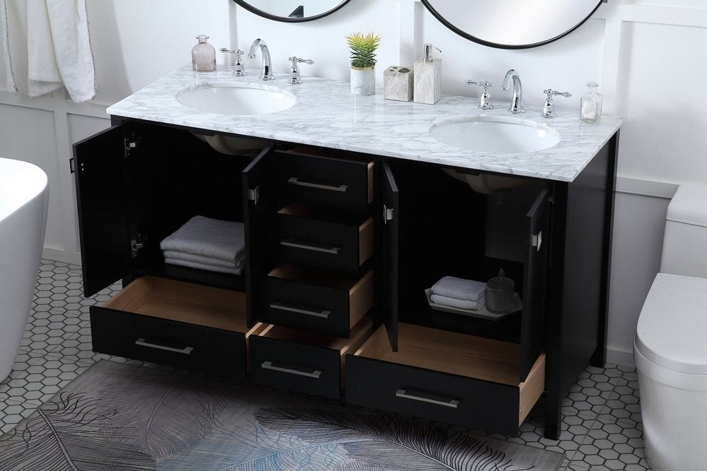 Erina 60 inch Double Bathroom Vanity in Black - 🟢 Bathroom Vanities available at Alpine Outlets in Denver