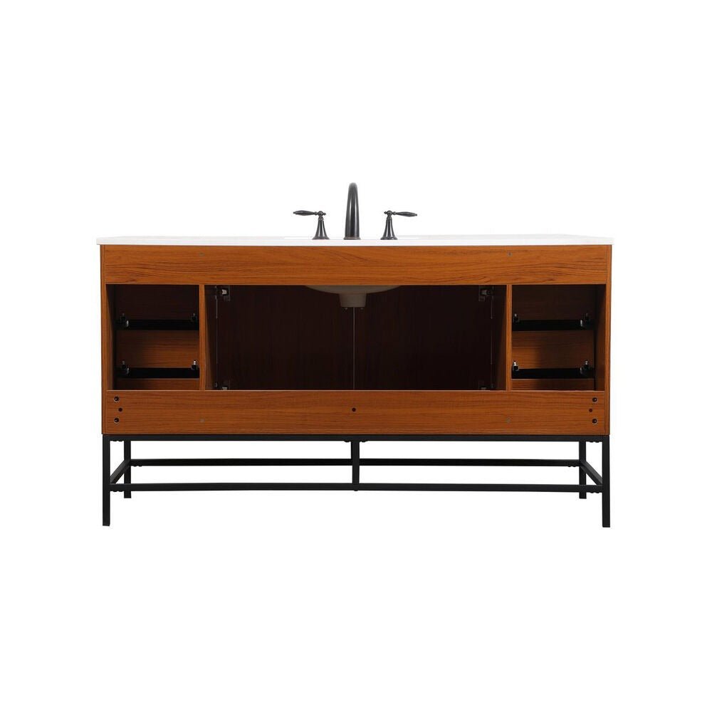 Eugene 60 inch Free Standing Single Basin Vanity in Teak - 🟢 Bathroom Vanities available at Alpine Outlets in Denver