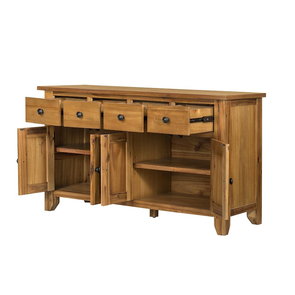 Sideboard Storage Cabinet Farmhouse Style Wood 55x32in Light Brown