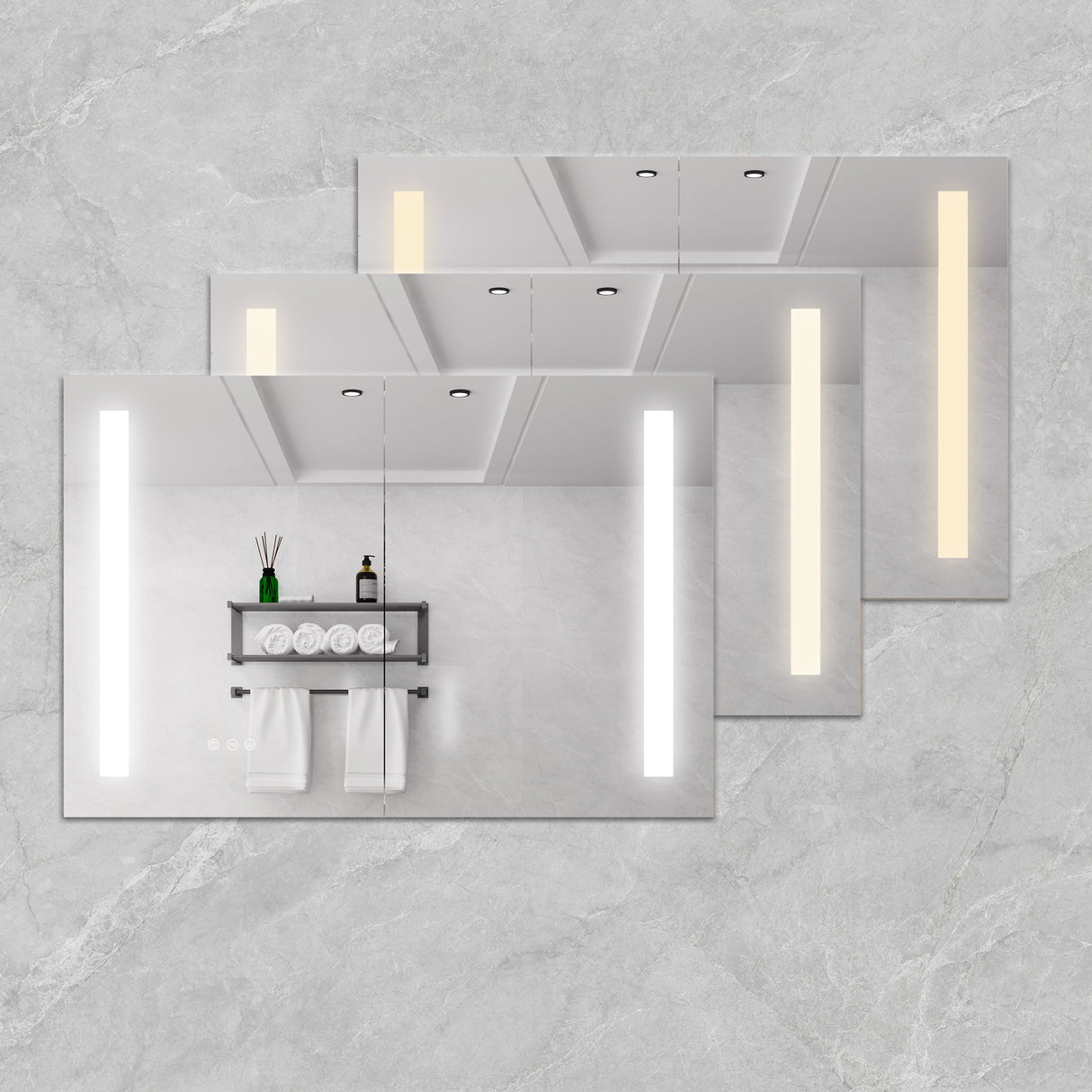 LED Medicine Cabinet With Mirror, Double Door With Defogger, Dimmer, Surface Mount