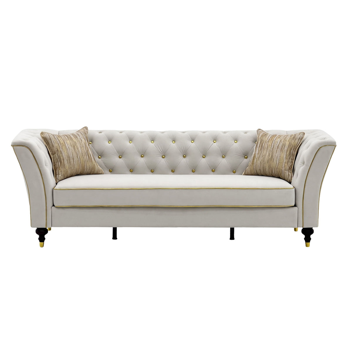 3 Person Sofa With Deep Seat, Tufted Backrest