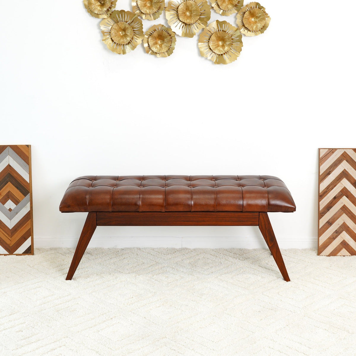Maja - Bench - Cognac / Dark Brown