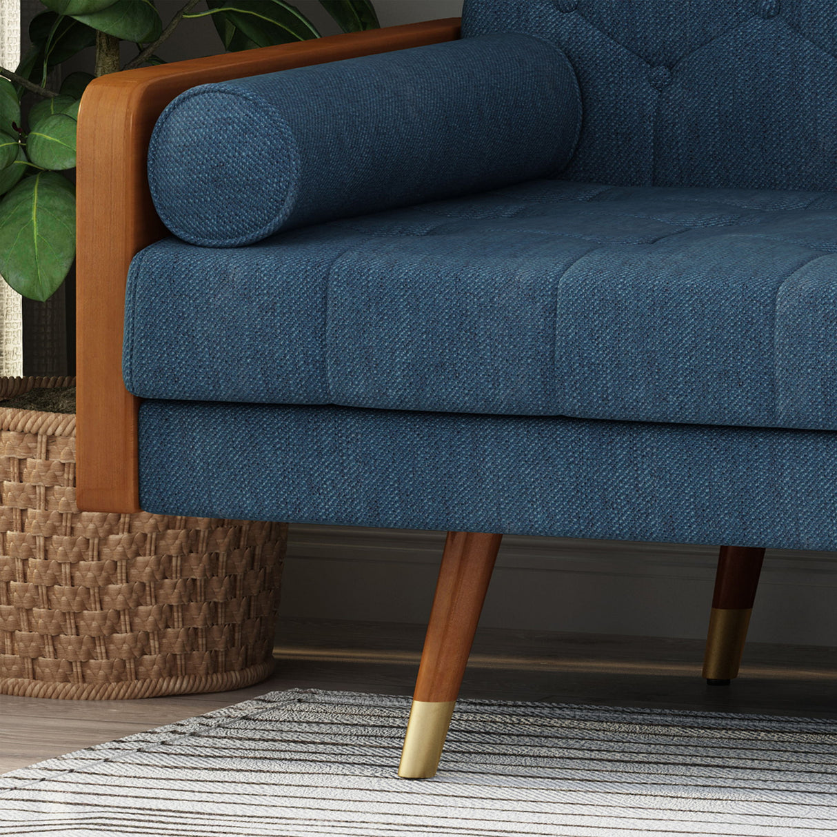 Aidan - Mid Century Modern Tufted Fabric Sofa