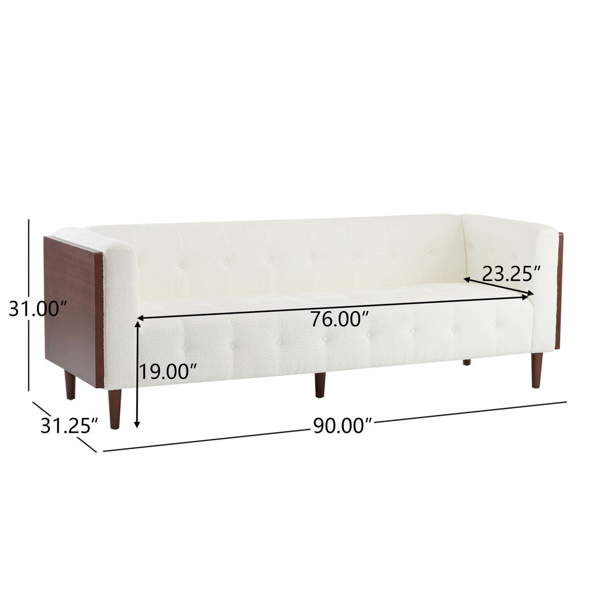 Contemporary 3 Seater Sofa With Tufted Design