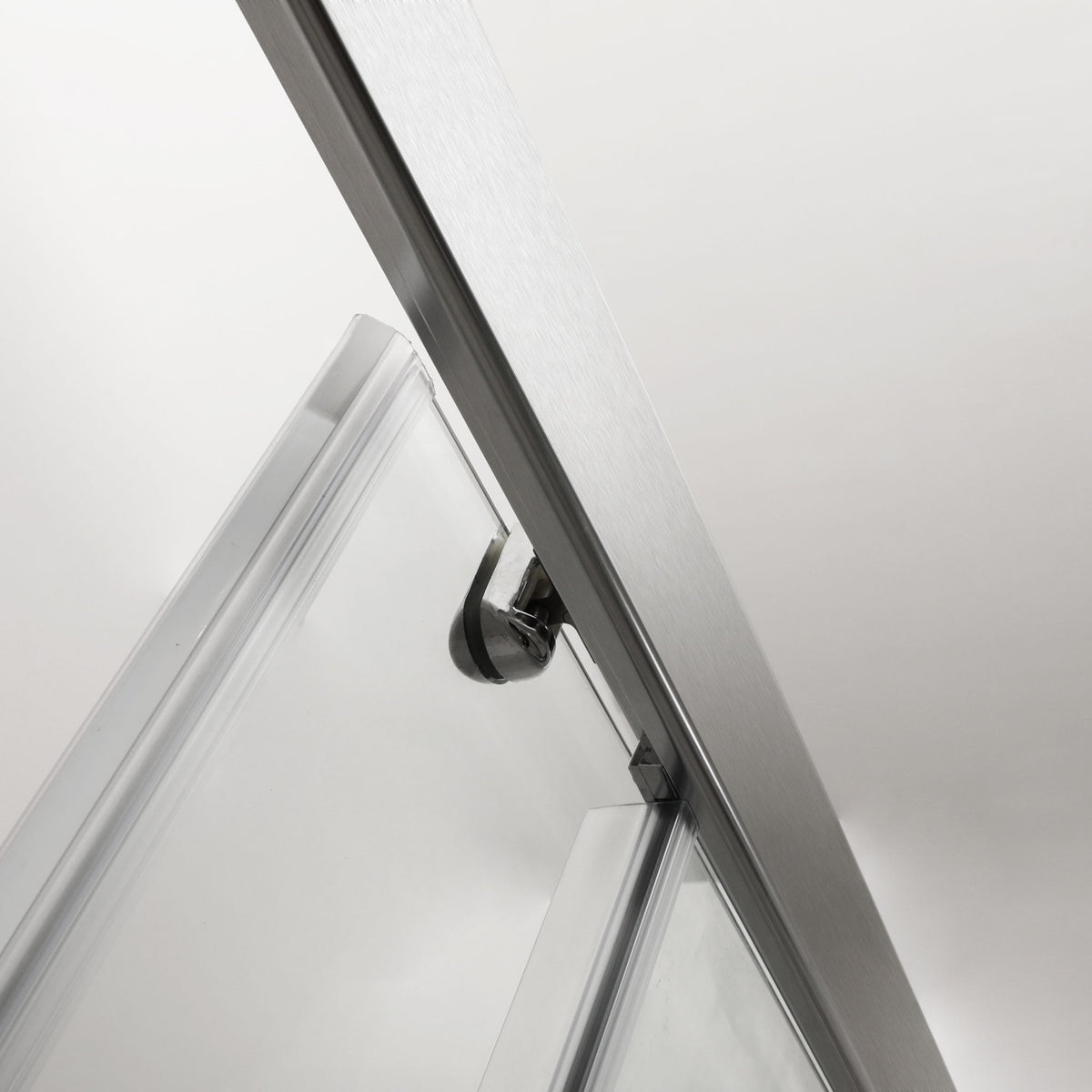 Single Sliding Bypass Shower Enclosure With Tempered Glass And - Brushed Silver
