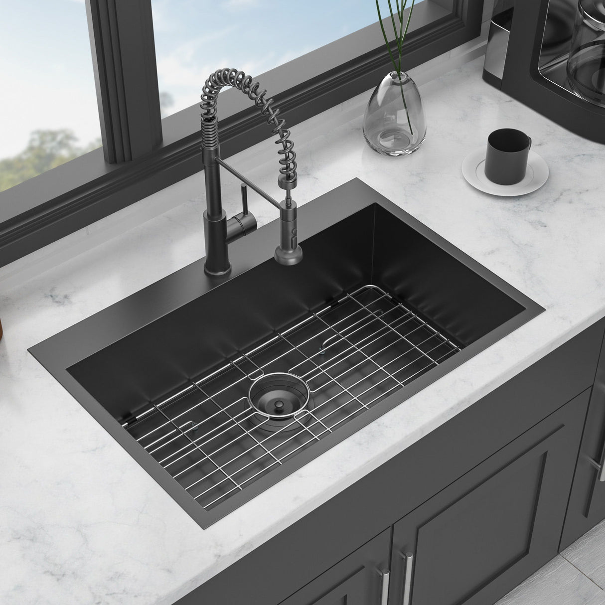 Drop In Kitchen Sink, 16 Gauge Stainless Steel, Topmount