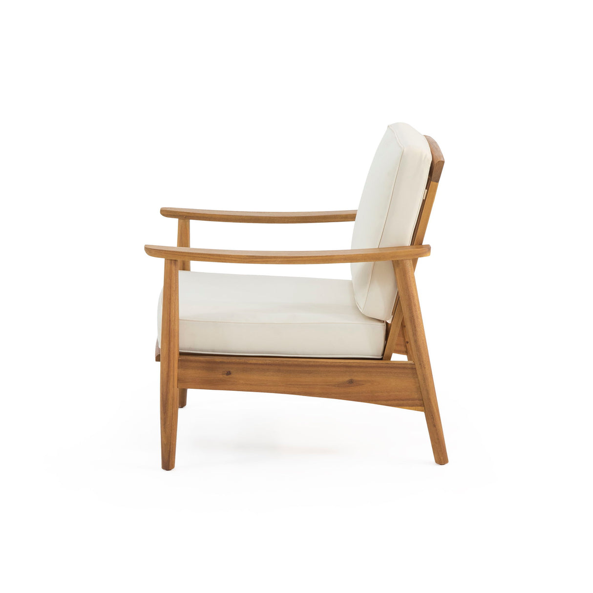 Birdsong - Outdoor Club Chair With Slat Back And Seat Cushion - Beige
