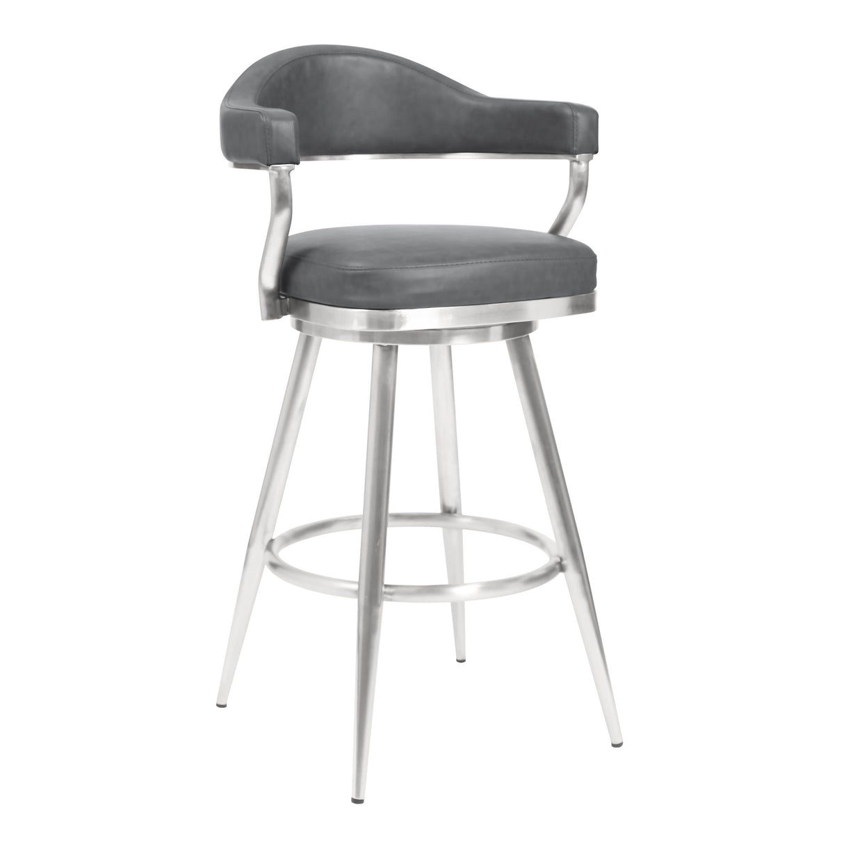 Justin - 26" Counter Height Swivel Vintage Bar Stool - Gray / Brushed