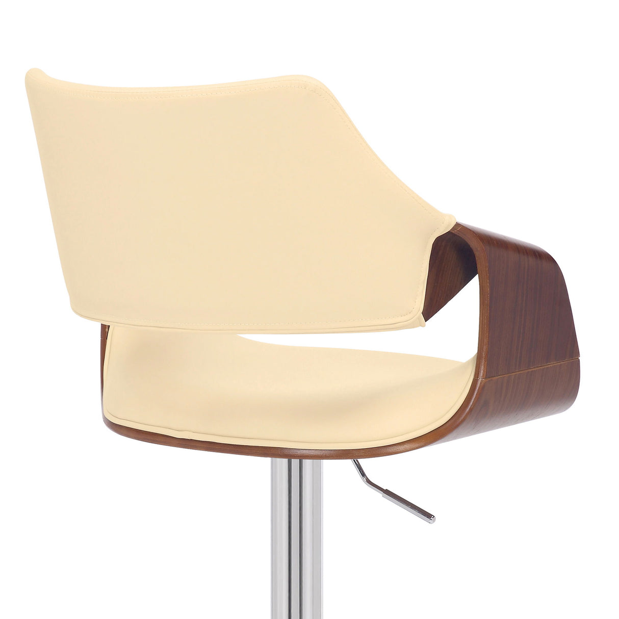 Aspen - Adjustable Swivel Bar Stool With Chrome Base - Cream / Walnut