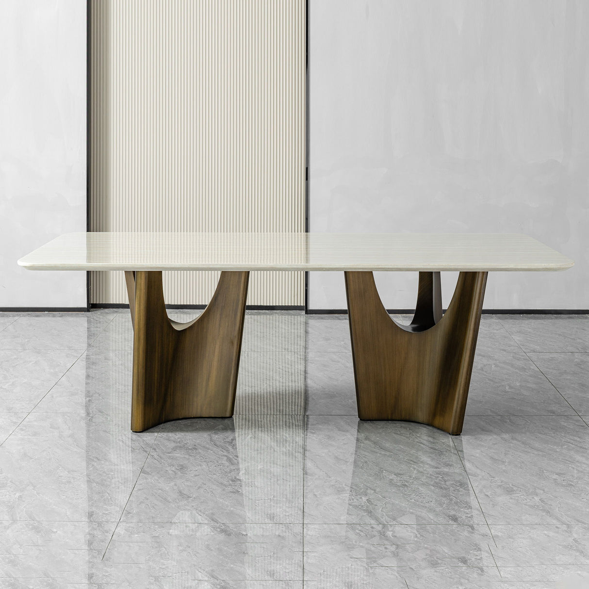 Dining Table - Beige / Bronze Golden