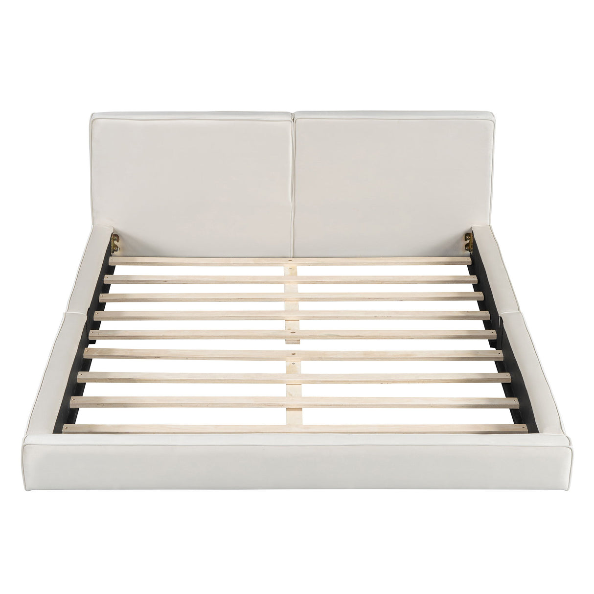 Upholstered Platform Bed, Grounded Bed With Solid Frame