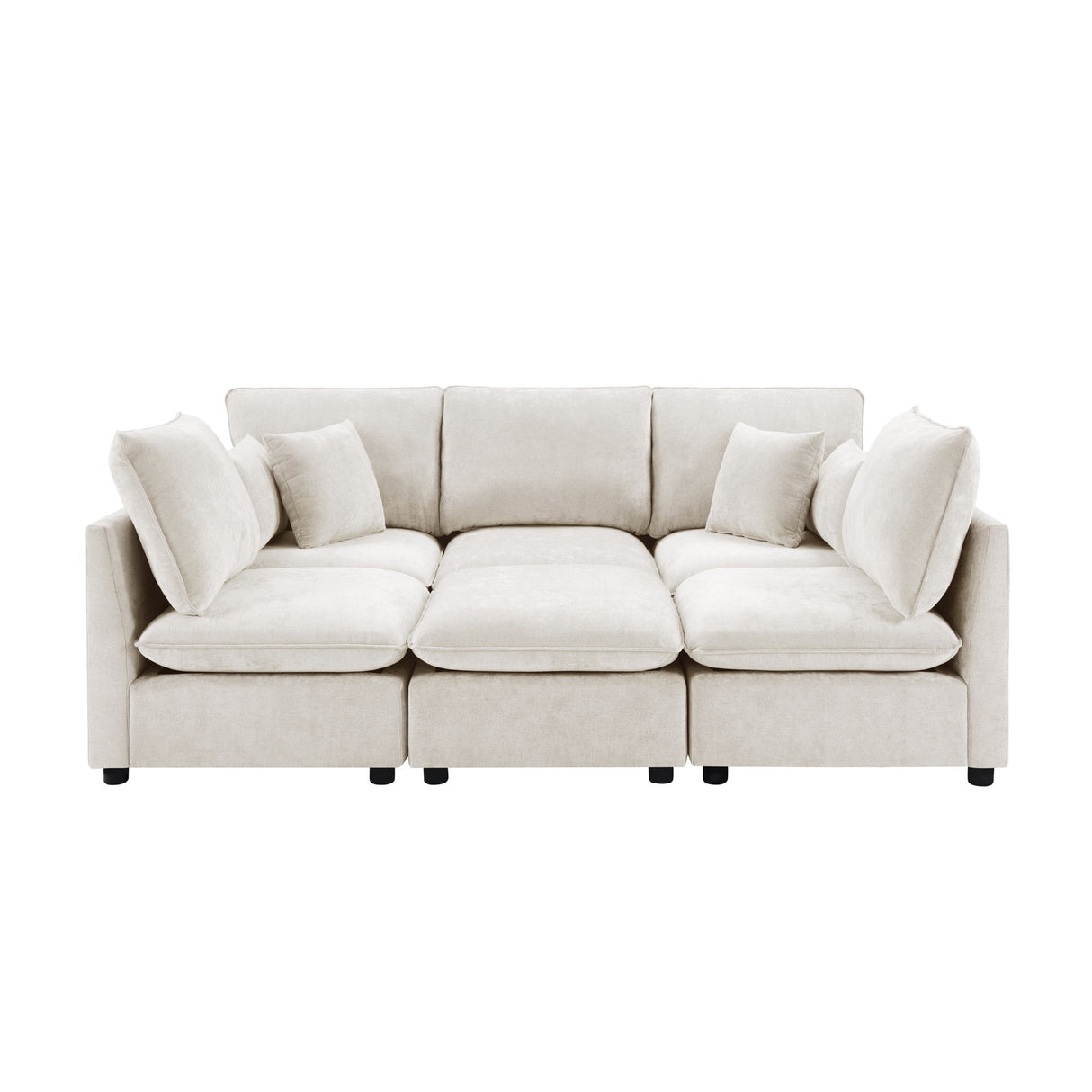 Modern Sectional Sofa U-Shaped With Movable Ottoman Storage Armrests And USB Ports