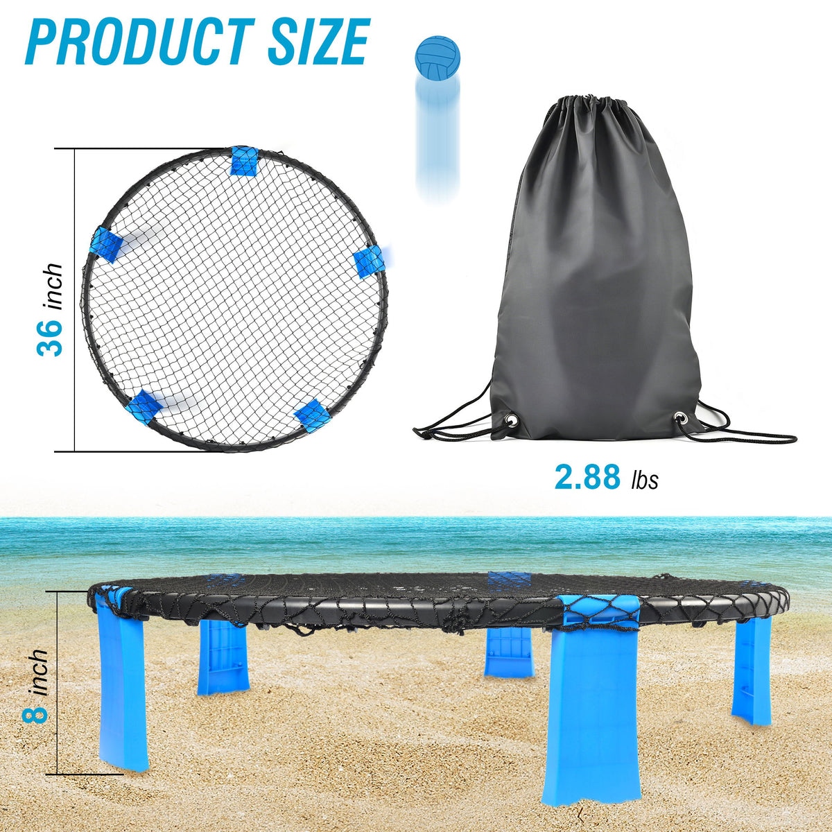 Outdoor Roundnet Game Set With 2 Balls, Sturdy Net And Carry Bag