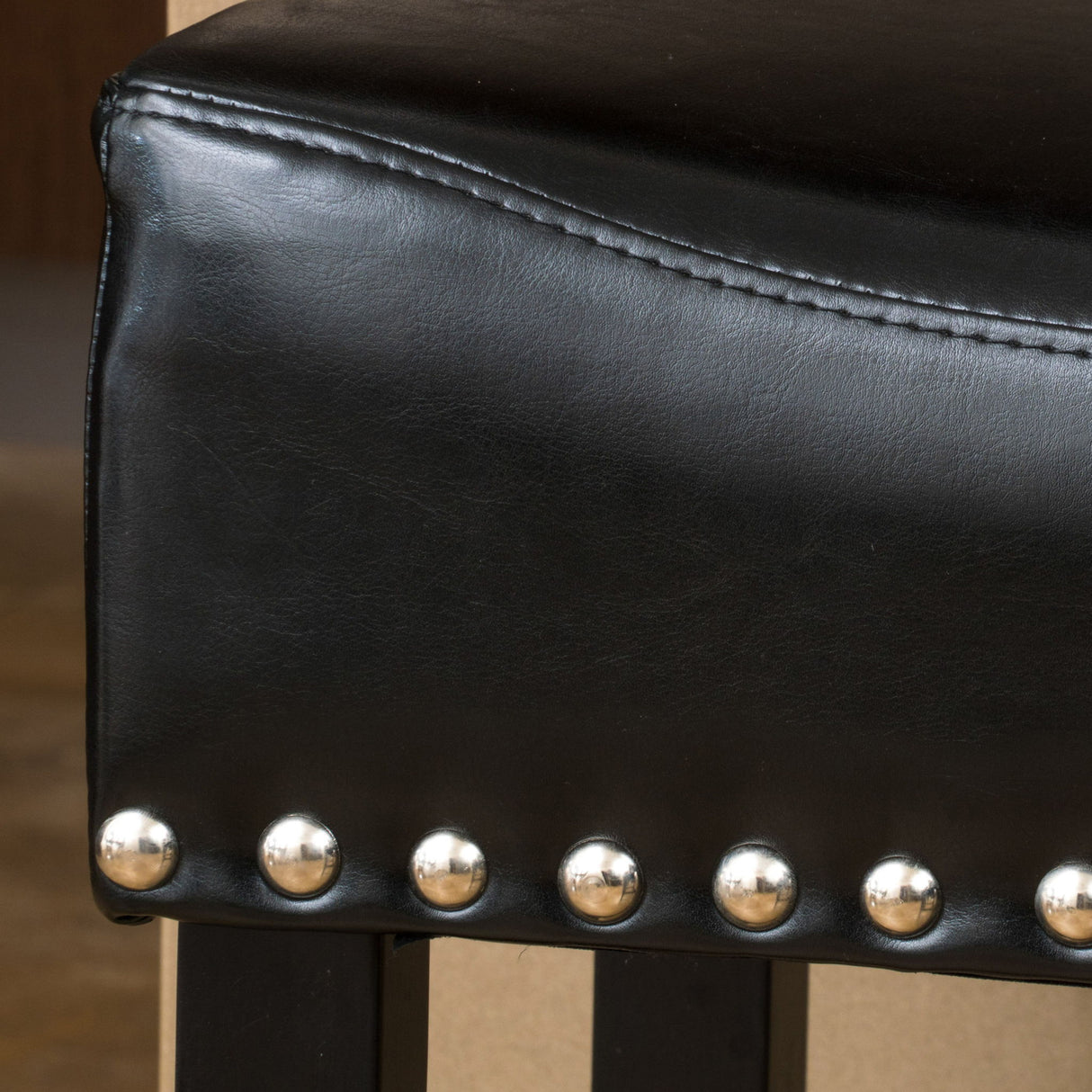 Soltique - Backless Dining Counter Stool With Nailhead Trim (Set of 2)