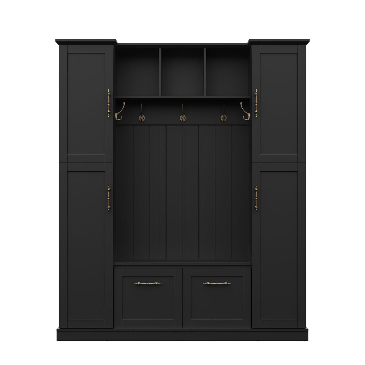 Hall Tree With 4 Side Cabinets