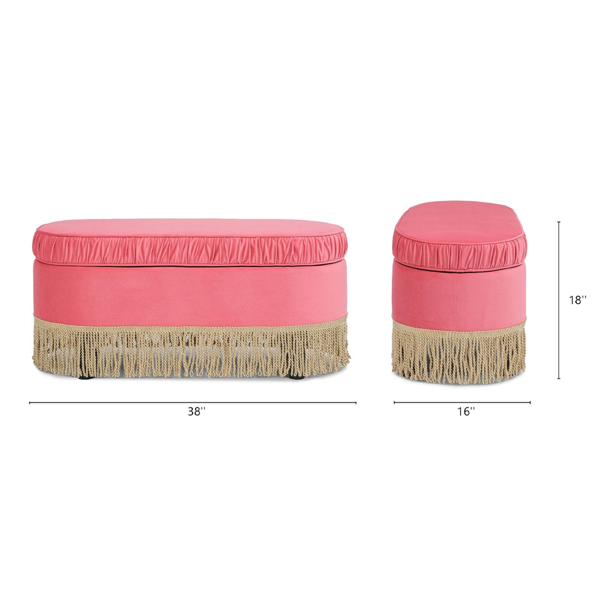 Serena - Contemporary Design Oval Storage Bench Ottoman