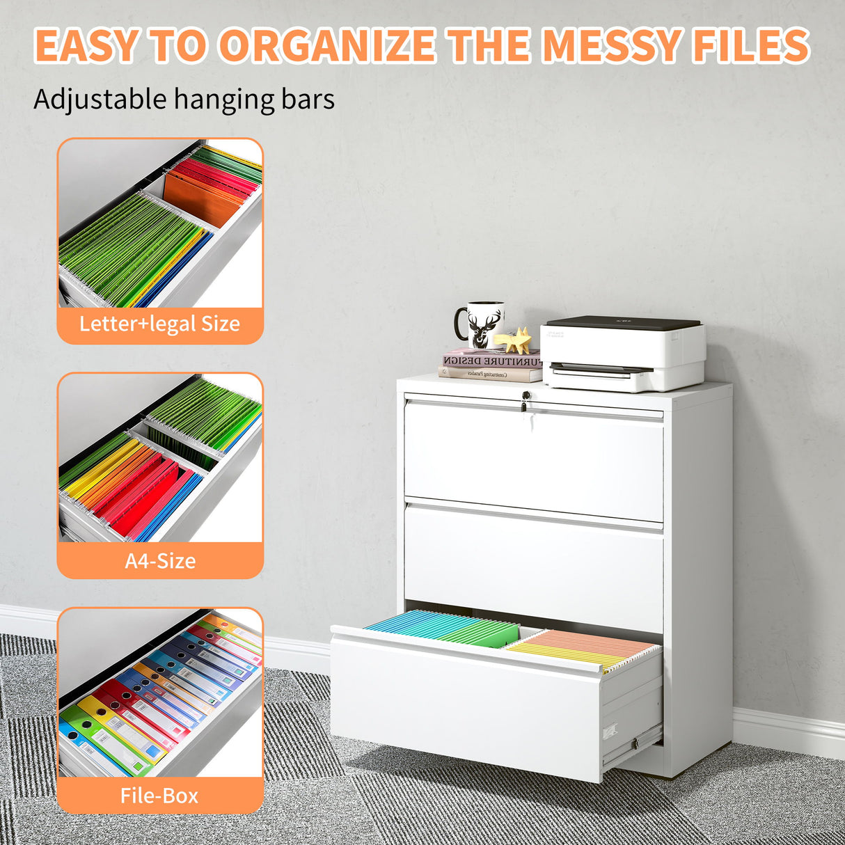 Premium Drawer Metal Lateral File Cabinet With Lock