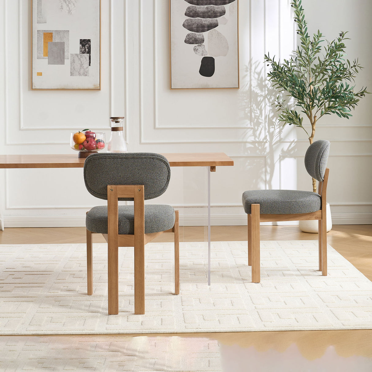 Dining Chairs With Ergonomic Backrest And Adjustable Feet (Set of 2)