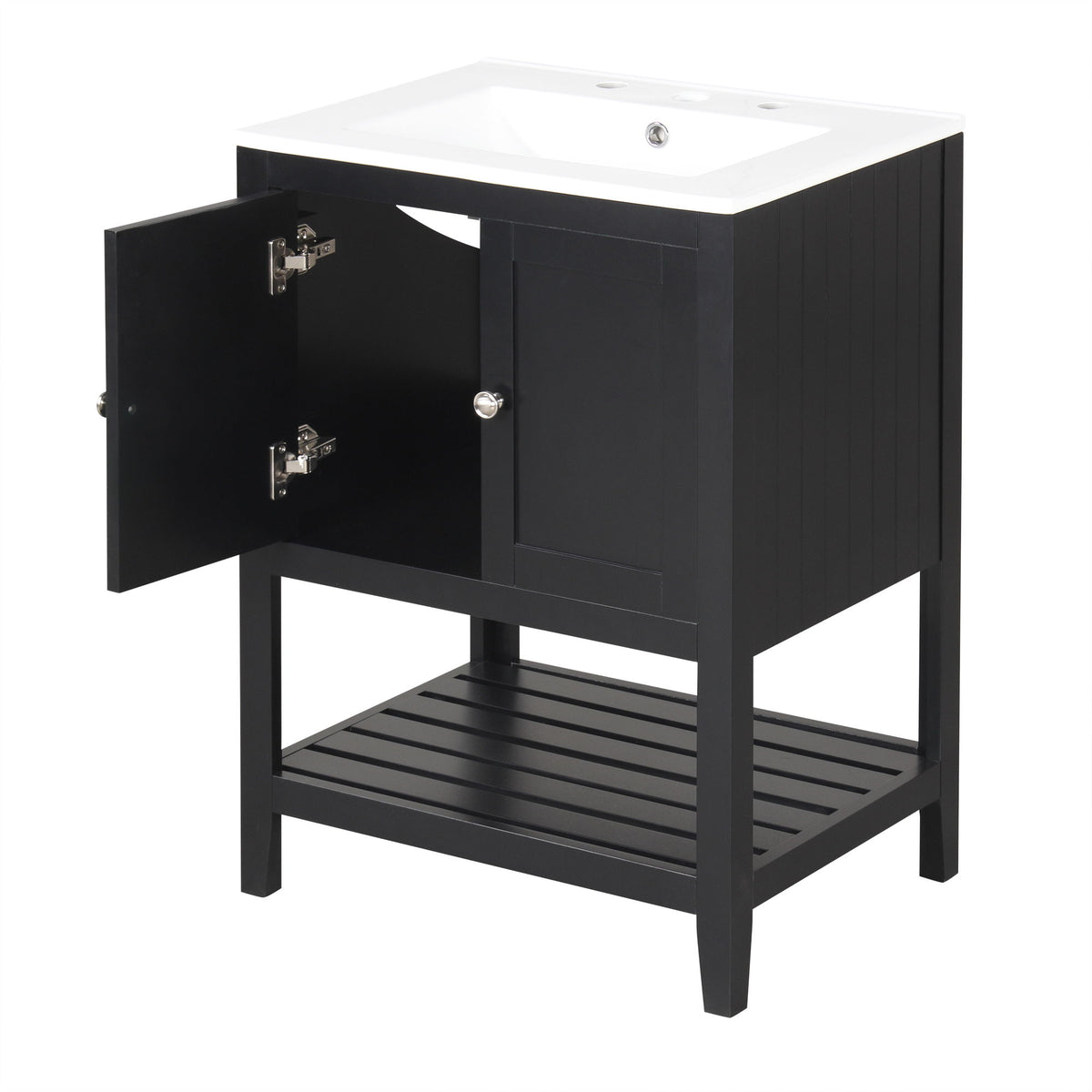 Modern Bathroom Vanity With Sink And Open Shelf